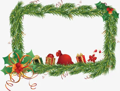 圣诞节树枝边框标志免抠