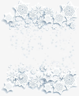 白色雪花边框免抠