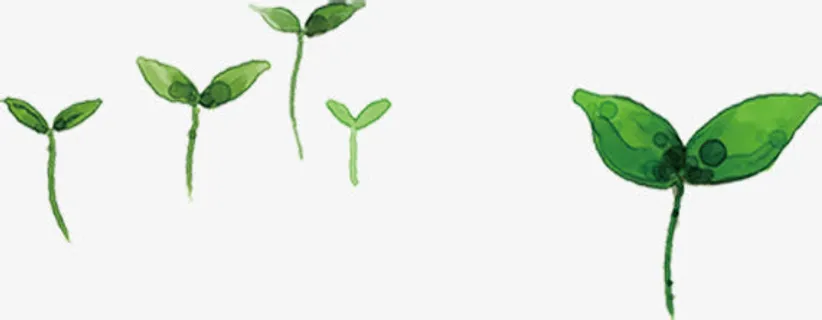 春季水墨嫩芽小草装饰免抠