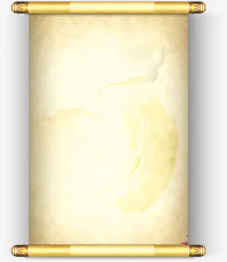 古典黄色的卷轴素材免抠