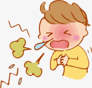 手绘卡通小孩咳嗽免抠免抠