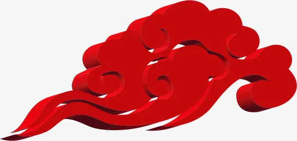 红色卡通祥云花纹免抠