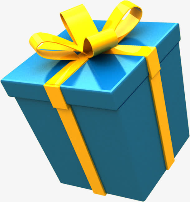 蓝色创意丝带礼盒免抠
