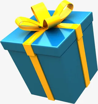 蓝色创意丝带礼盒免抠