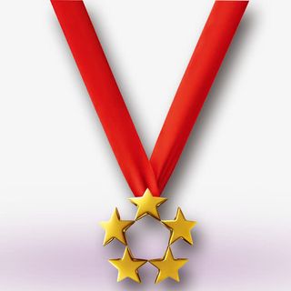 五颗星金色奖牌免抠