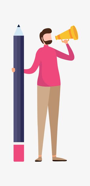 手绘人物矢量插画免抠