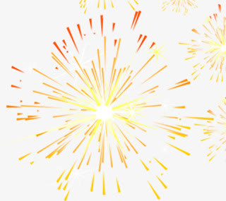 黄色手绘烟花素材国庆免抠