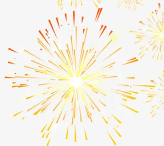 黄色手绘烟花素材国庆免抠