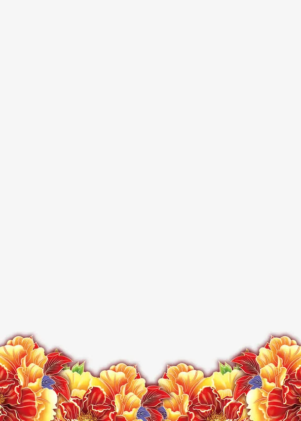 中国风五彩花边装饰图案免抠