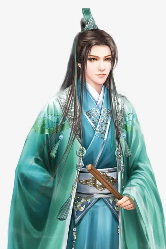 古风立绘持扇靓丽男子免抠