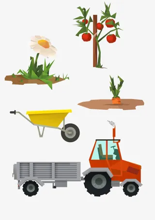 植物手推车矢量图免抠