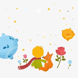 矢量卡通手绘B612小王子狐狸玫瑰免抠手绘/卡通卡通元素