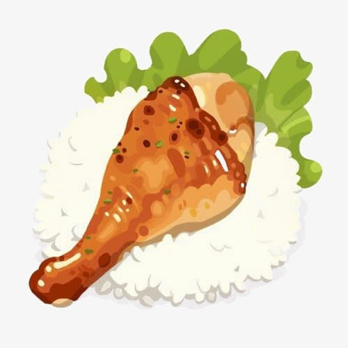 手绘鸡腿饭免抠