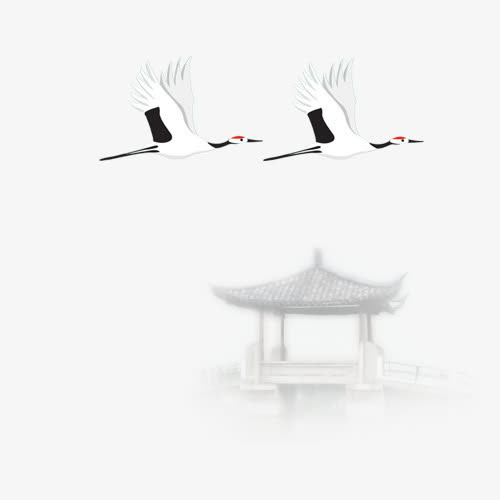 仙鹤虚幻亭子装饰图免抠