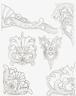 黑色复古底纹免抠