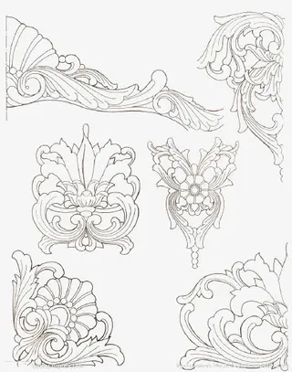 黑色复古底纹免抠