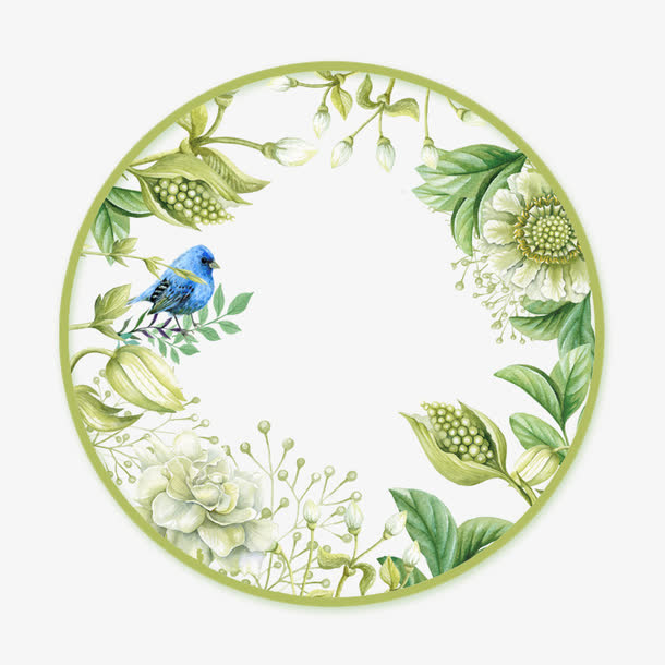 清新古风圆形边框免抠