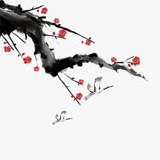 水墨梅花国画装饰点缀免抠 水墨梅花国画装饰点缀免抠