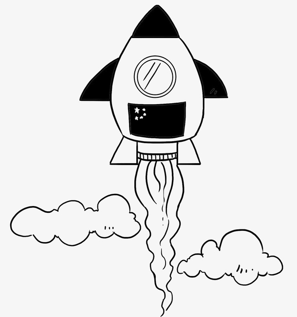 手绘卡通火箭免抠