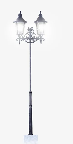 光效黑色的复古路灯造型免抠