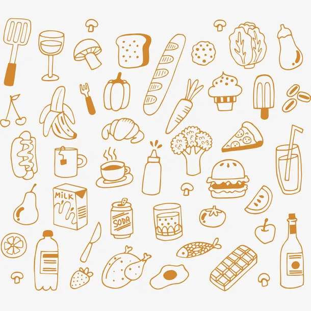 手绘食物背景设计矢量免抠