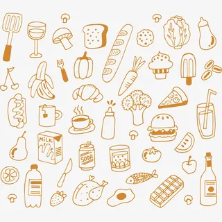 手绘食物背景设计矢量免抠