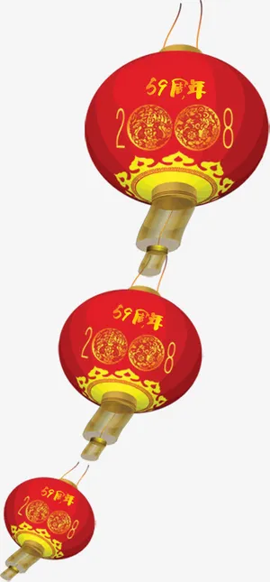 手绘红色喜庆灯笼免抠