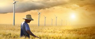 麦田 风车 农民高清