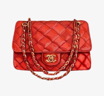 红色手绘包包免抠