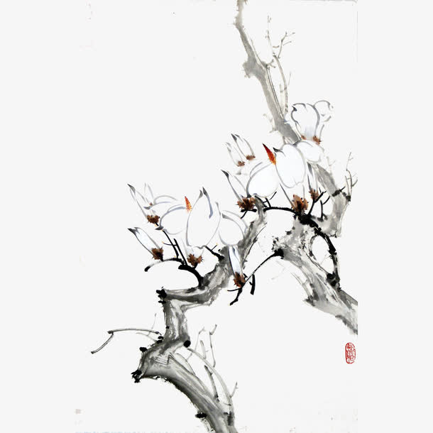 创意水墨枯树枝免抠