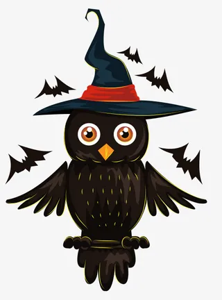 万圣节变成猫头鹰的女巫免抠