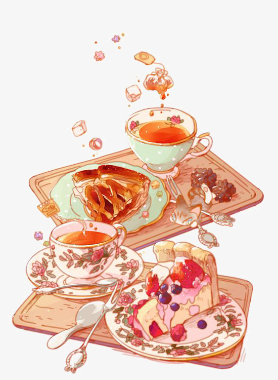 水彩茶叶免抠