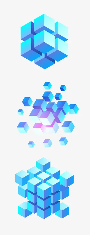 可爱小清新装饰海报装饰蓝色魔方免抠