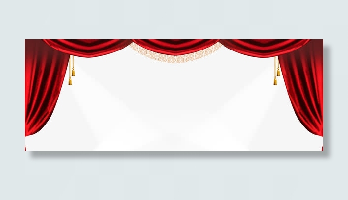 红色窗帘免抠