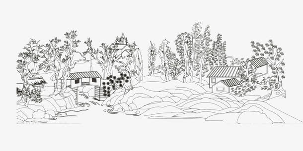 手绘农家画免抠