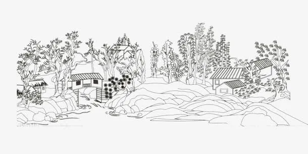 手绘农家画免抠