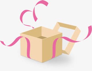 黄色礼品盒粉色丝带免抠
