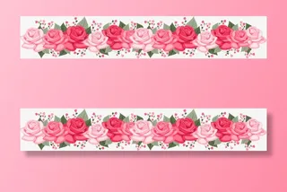 浪漫粉色玫瑰花分割线免抠