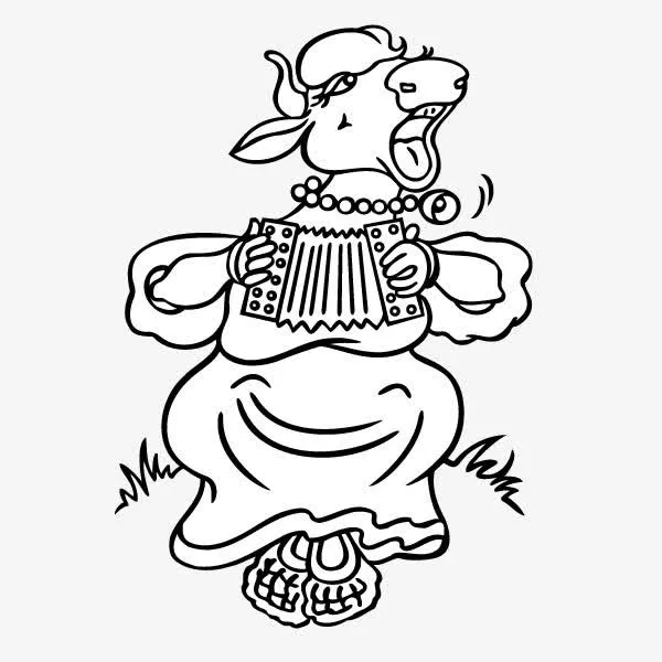 手绘 动物 卡通 悠闲的牛小姐免抠