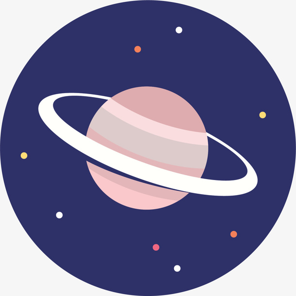 扁平星球蓝色标签免抠