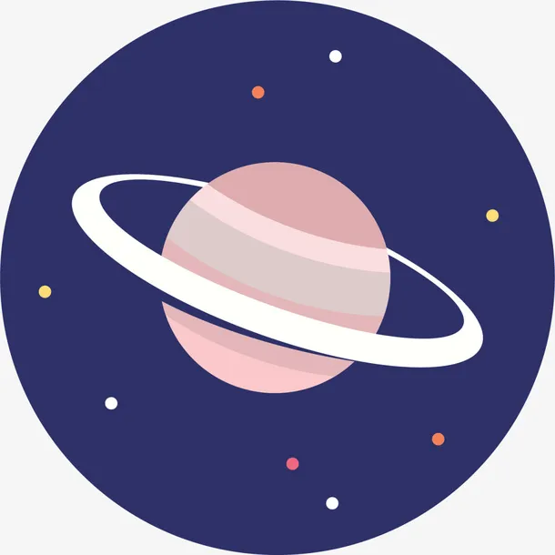 扁平星球蓝色标签免抠