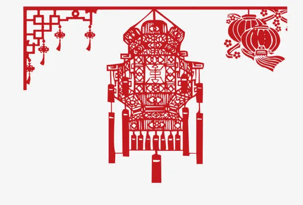 剪纸灯笼免抠