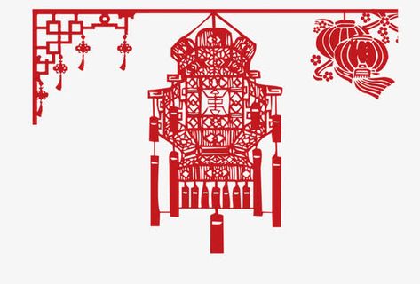 剪纸灯笼免抠