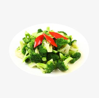 产品实物红椒清炒西兰花免抠