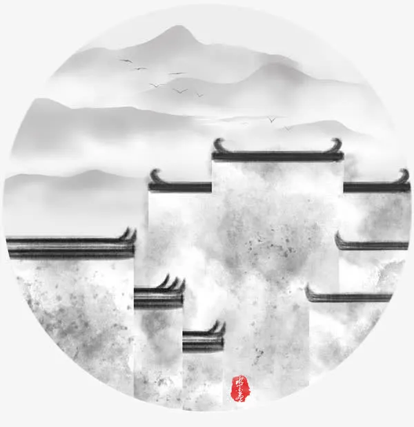 山水房子图免抠