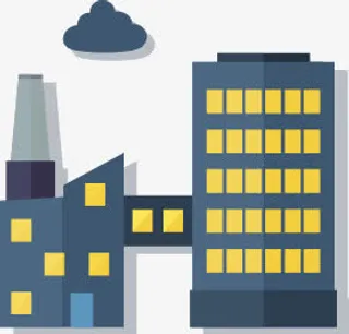 扁平化工厂设备建筑免抠