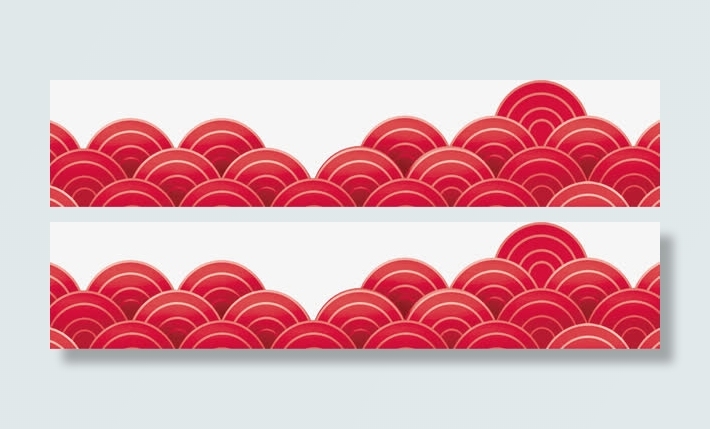 红色中国风海浪装饰免抠