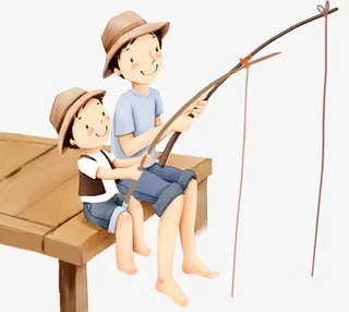 高清摄影活动钓鱼卡通人物免抠