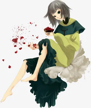 手绘神秘孟婆人物轮回免抠