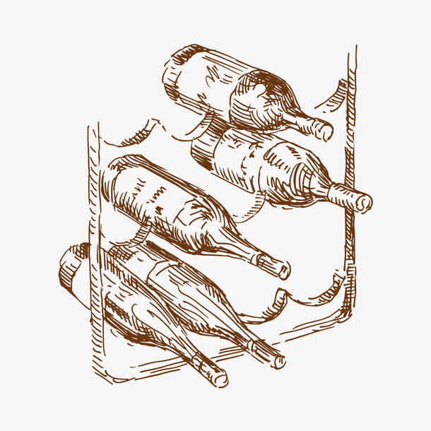 手绘酒瓶免抠